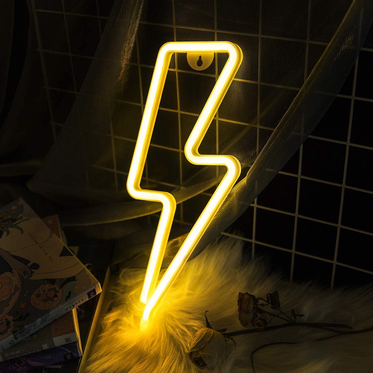 LIGHTNING BOLT yellow NEON LED LIGHT NEONTOLOGY