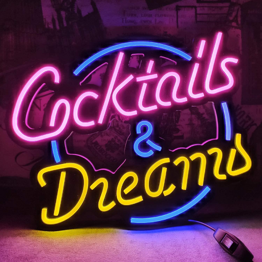 "Cocktails & Dreams" - Bar Style LED Neon Sign