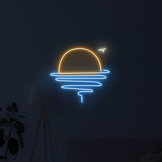 Ocean Sunset_v2 [blue//yellow//white] — Neon LED Sign on Acrylic Back
